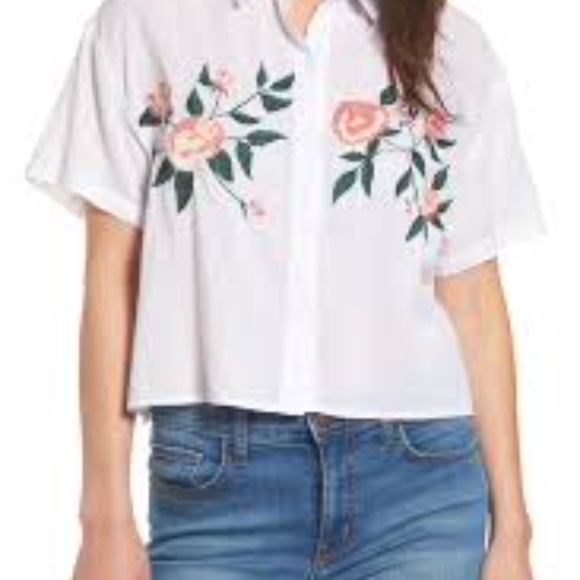 Rails Tops - Rails Gretta Floral Rose Embroidered Top, Size S